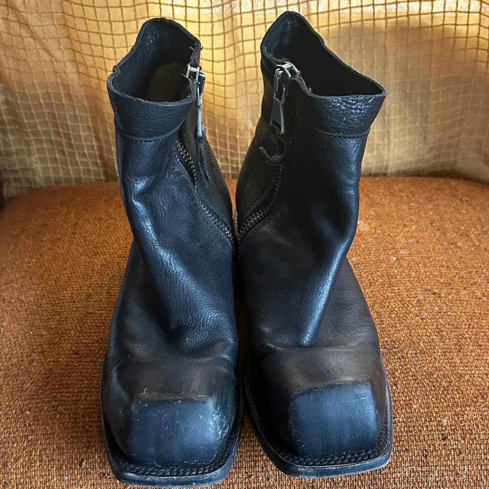 John Fluevog Black Leather Combat Boots - Picture 6 of 9